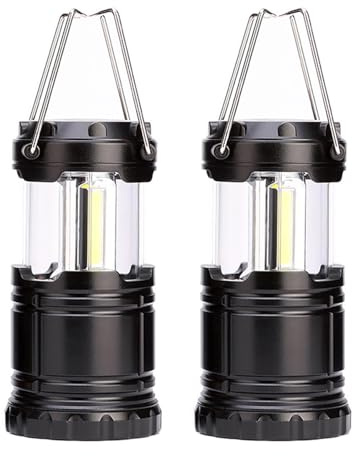 2 Pack Collapsible Outdoor LED Camping Lantern, Portable Battery Powered Light, New Upgrade Emergency Electric Lamp with Foldable Handle, Applicable to Hurricane, Emergency, Family, Shed