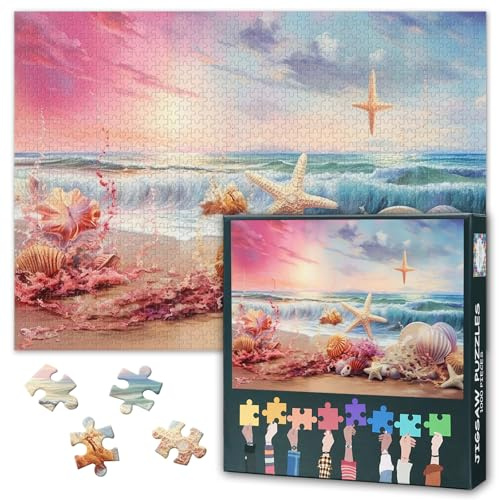 Puzzle 1000 Teile - Strandmuscheln 1000 Puzzle, Geschicklichkeitsspiel für Die Ganze Familie, Erwachsenenpuzzle ab 6 Jahre Fertige Größe 50x70cm
