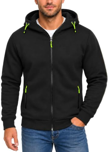 XCXC Herren Kapuzenjacke mit Reißverschluss Kordelzug Männer Übergangsjacke Outdoorjacke mit Seitentaschen Langarm Leichtes Freizeitjacke für Laufen Fitness Alltag Outdoor
