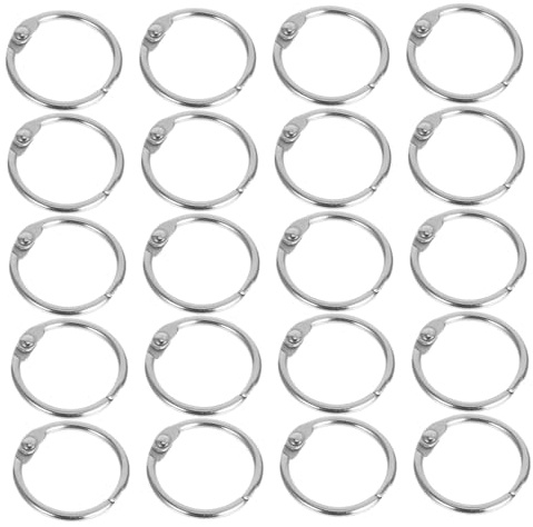 DOITOOL Edelstahl Ringbuch und Tragbarem Design mit Sicherer Bindung 20 Stück für Lose Blätter Silberfarbene Buchringe für Büro und Schule