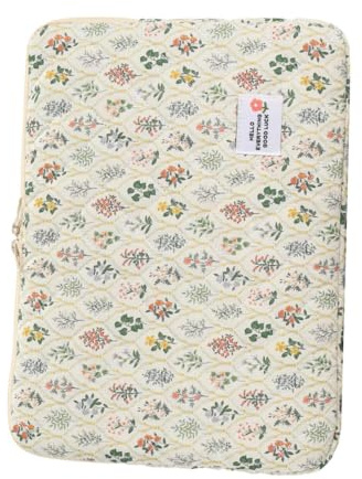 TQEBWUS 35 x 26 x 3 cm, 14 Zoll, Laptoptasche, Tasche, gesteppt, Schutzhülle mit Blumendruck, grün, Se référer au descriptif