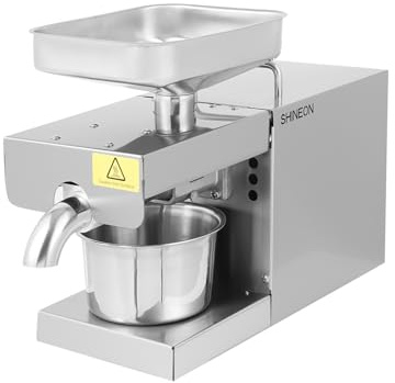 110V Electric Oil Press Machine, 610W Seed Oil Extractor, Preheating Temperature 392 °F, Automatic Oil Making Pressing Speed11.02 lbs/H, Stainless Steel Electric Hot/Cold Oil Extractor for Peanut