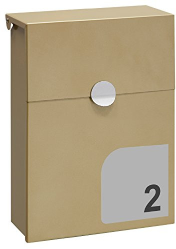 ARREGUI Tondo E6725-SIL Briefkasten aus verzinktem Stahl, der individuell mit ihrer Hausnummer gekennzeichnet werden kann, Größe S (DIN A5), Gold mit Silber