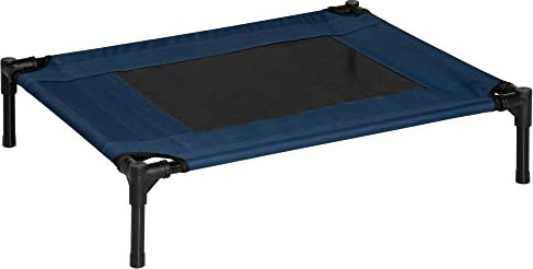 PawHut Lit pour Chien Chat lit de Camp Grand Confort sur Pieds Tissu Oxford textilène Micro-perforé 76L x 61l x 18H cm Bleu Marine Noir