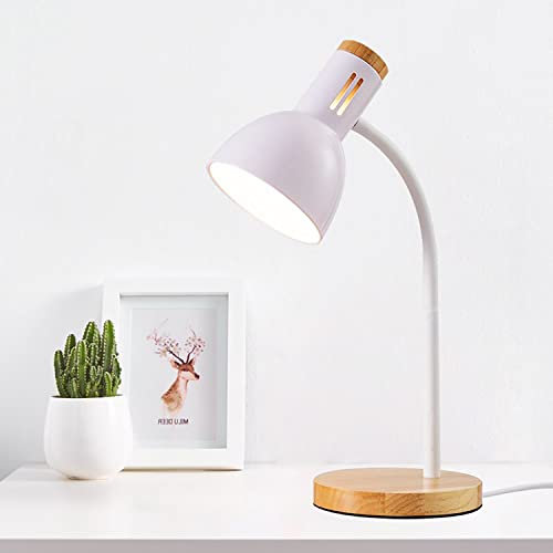 SUAVER Metall Tischlampe, Nordic Modern Creative Tischlampe Schlafzimmer Nachttischlampe Augenschutz Lesetischlampe Verstellbare Schreibtischlampe E27 Holz Metall Nachtlampe