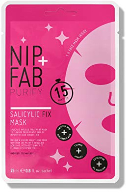 Nip + Fab Salicylic Acid Fix | Tuchmaske mit Salicylsäure | Hyaluronsäure | BHA-Säure | Lotusblüte | Reinigung | 25 ml