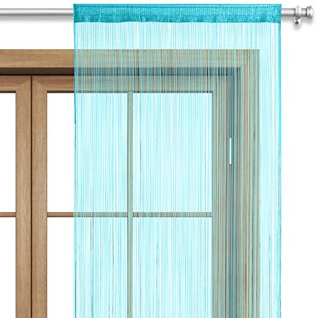 wometo Fadenvorhang Türvorhang Fäden 90x245 cm türkis - Stangendurchzug OekoTex kürzbar waschbar Uni einfarbig in vielen bunten Farben