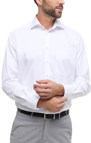 eterna Langarm Hemd Comfort FIT Twill unifarben, Weiß, Gr. W42 Langarm
