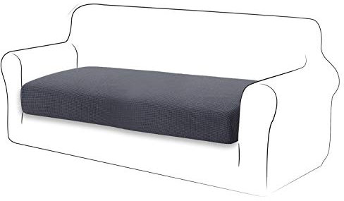 TIANSHU Sofa Sitzkissenbezug Stretch, Sitzkissenbezüge rutschfest, Jacquard-Stretch-Sofasitzbezug, Sofa überzug Elastischer, Schonbezug für Sofa Sitzkissen mit Gummiband (2 Sitzer,Grau)