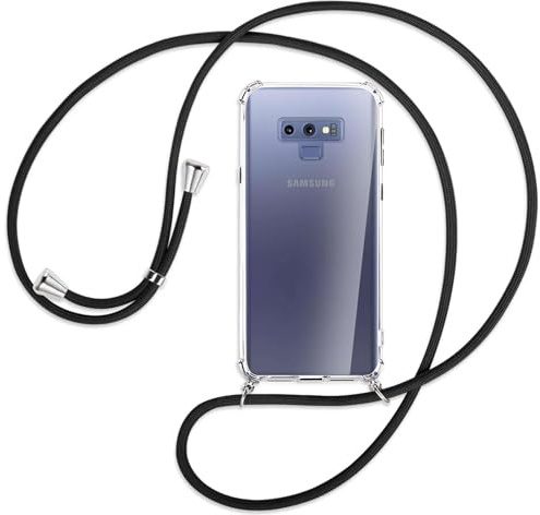 mtb more energy Handykette kompatibel mit Samsung Galaxy Note 9 (SM-N960, 6.4'') - schwarz - Befestigung unten - Smartphone Hülle zum Umhängen - Anti Shock Full TPU Case