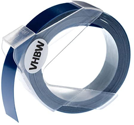 vhbw 3D Prägeband-Schriftband-Kassette Ersatz für Dymo 0898142 für Etiketten-Drucker 12mm Weiß auf Blau
