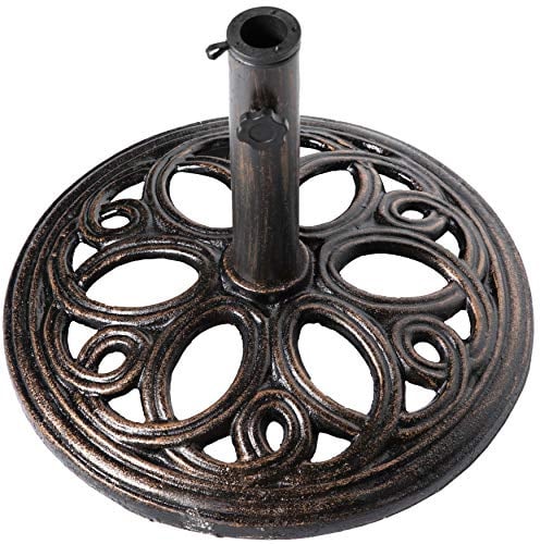 Gardenised QI003817 Dekorativer Sonnenschirmständer aus Gusseisen, rund, 10,9 kg, bronzefarben
