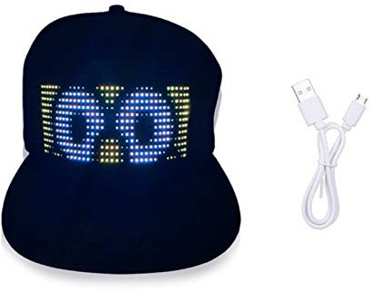 Decdeal LED Hüte Display Message Caps anpassbare BT Hat DIY 22 Animationen 20 Bilder Musikmodus Baseball Cap für Halloween Weihnachten Party Rave Musik Festival
