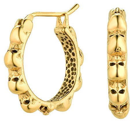 JewelryWe Totenkopf Creolen Ohrringe Herren: Gold Edelstahl Ein Kreis aus Schädeln Klappcreolen Huggie Ohrringe Gothic Punk Halloween Ohrstecker Hypoallergene Ohrschmuck für Männer Frauen