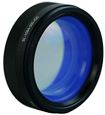 OPEX Lente de fibra láser óptica F-theta campo de escaneo 300 × 300 mm, longitud de onda 1064 nm rosca M85