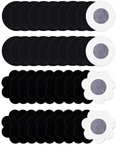 MELLIEX 20 Paar Einweg Nippelpads Unsichtbare Nipple Cover Hauchdünne Nippel Abdeckungen Aufkleber Selbstklebend Nippelabdeckung, Runden Blume Schwarz