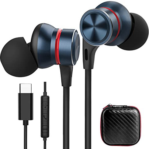 Cuffie USB C HiFi Stereo Noise Cancelling Cuffie con filo Auricolari USB C con Microfono e Controllo Volume per iPhone 16e 16 15 Pro Samsung Galaxy A16 A34 A55 S25 S24 A56 A36 One Plus 13R Pixel 9 8a