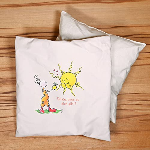 Oups Schafwollkissen 30x30cm Kissen aus Österreich Baumwolle Bezug abnehmbar Schafwolle Füllung (Schön, DASS es Dich gibt)