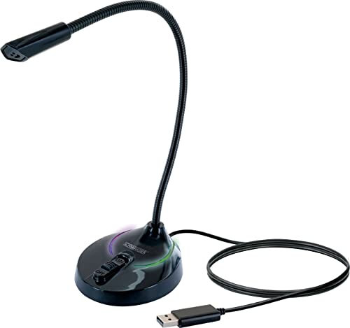 SCHWAIGER MF200 Gaming Mikrofon USB mit RGB Beleuchtung Flexibler Schwanenhals Stream Videokonferenz Mikro Stummschalter Podcast Microphone