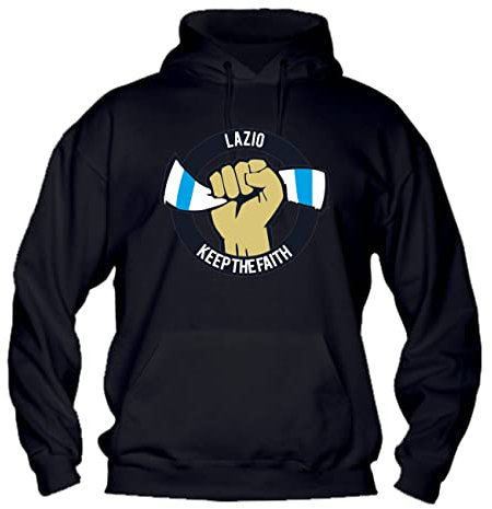 Vestin Felpa Uomo con Cappuccio - Lazio Ultras - Made in Italy (L, Nero)