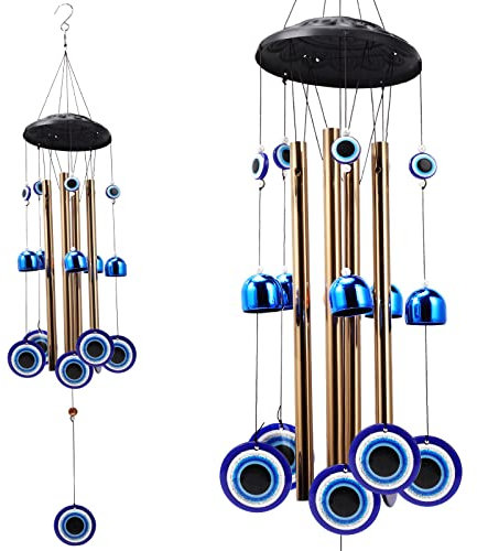 YeBon Carillon éolien Bleu Turc avec amulette Contre Le Mauvais œil pour décoration de Maison, Jardin, Cadeau Porte-Bonheur 60 cm LY-Eye…