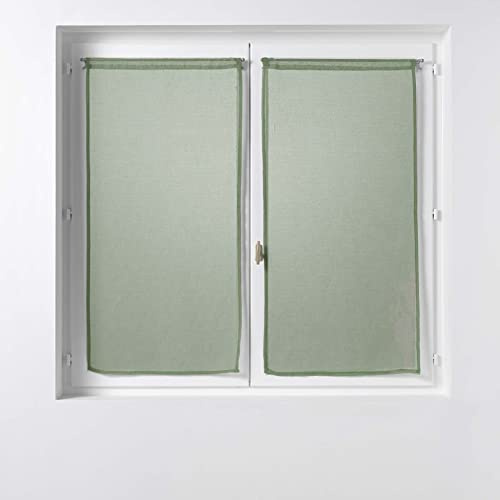 Douceur d'Intérieur, 1 Paar Gardinen, 2 x 60 x 160 cm, Sandra Khaki, sandgestrahlt, Kaki