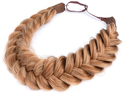 Gledola Messy Synthetisches Haar Geflochtenes Stirnband Klassisches Chunky Wide Geflochtenes Stirnband (Erdbeerblond)