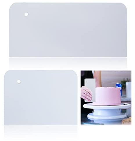 2PCS Cake Smoother Scraper Set, ABS Cakes Edge Cutters Comb Cream Tool 13.5 * 9.4cm and 20.2 * 9.3cm for Birthday Wedding Home Party Cream Baking Decorating