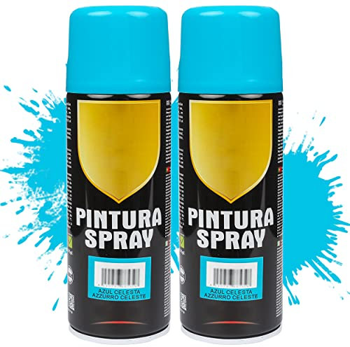 Etrexonline Pintura Spray Multicolor Profesional 400ml Adecuado Metal Madera y Plástico - Color Azul Celeste (Paquete de 2)