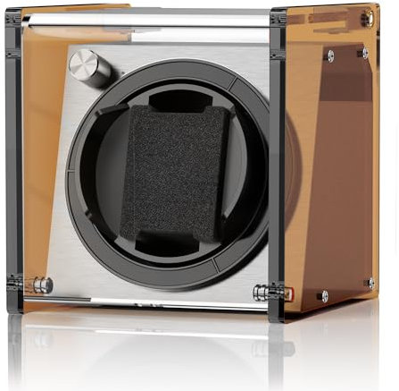 Watch Winder Smith Uhrenbeweger aus halbtransparentem PE Kunststoff für 1 Uhren (Champagner)