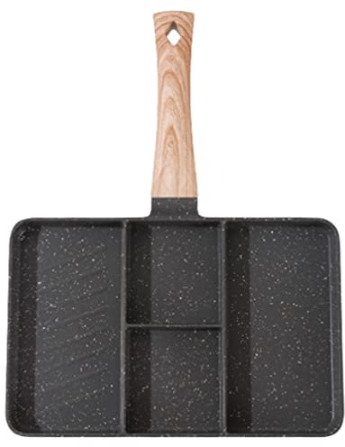 Kichvoe Omelettpfanne Mit Antihaftbeschichtung Quadratische Grillpfanne Frühstück Bratpfanne Geteilte Eierpfannen Bratpfanne Geteilt Frühstück Pfanne Holz Topf Mit Henkel Haushalt