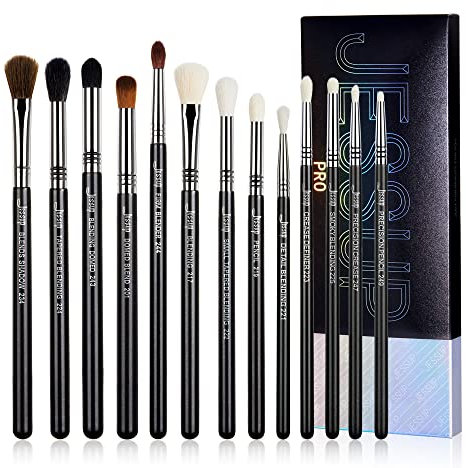 Jessup Pinselset Augenpinsel Set Professionelles Blending Pinsel Set 13-teiliges Augen Makeup Pinselset Premium Augen Make Up Pinsel Set Smoky Blending Blender Precision Crease Schwarz Silber T338