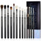 Jessup Pinselset Augenpinsel Set Professionelles Blending Pinsel Set 13-teiliges Augen Makeup Pinselset Premium Augen Make Up Pinsel Set Smoky Blending Blender Precision Crease Schwarz Silber T338