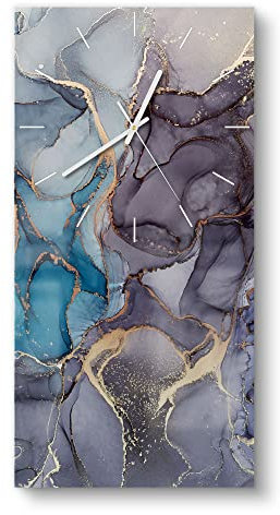 DEQORI Glasuhr | horizontal 30x60 cm | Motiv Stilvoller Tinteneffekt | große XXL Design Uhr aus Glas | leise Wanduhr für Wohnzimmer & Küche | Moderne Hingucker Uhr für die Wand