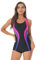 dPois Maillot de Bain Une Pièce Femme Tankini Top Shorty 1 Pièce Bikini Sport Short de Bain Ensemble Vêtements d'Été Body Plage Monokini Swimwear S-XXL Rose M