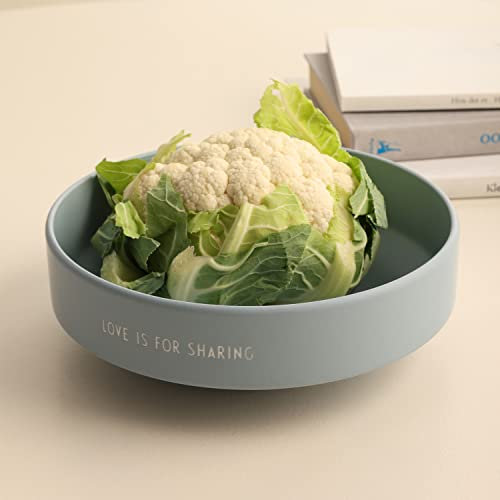 Design Letters Snack Schale Hellblau 1200 Ml | Porzellan Snackschale mit Eingravierten Buchstaben | Salatschüssel, Müslischalen, Rührschüssel, Bowl | Geschenke für Frauen, Geschenke für Männer