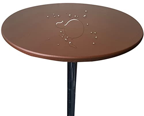 Tischdecke Runde Stretch Tischtuch Wasserdicht Abwischbar Tischschutz Für Drinnen Und Draußen (90cm (Rund),Kaffee)