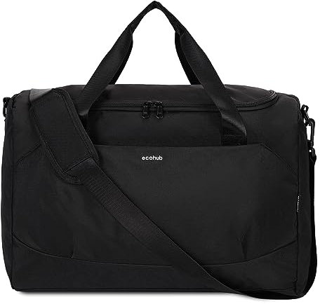 ECOHUB 30L Reisetasche Groß, für Easyjet Handgepäck 45x36x20, Faltbare Sporttasche Damen Herren, Wasserabweisend Schwimmtasche, Handgepäck Tasche für Flugzeug Weekender Saunatasche(Schwarz)