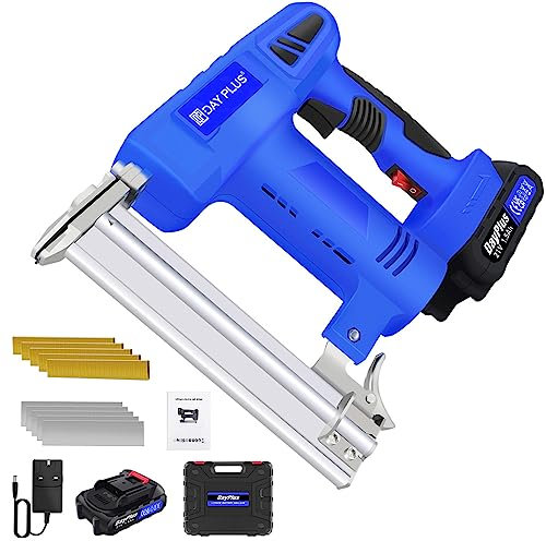 21V Nail Gun & Staple Gun 2 in 1 Function Cordless Nailer Electric Heavy Duty Stapler Nailer Battery Powered Framing Brad Nailer, Include 500 Nails & 500 Staples for Laying Carpet and Underlay