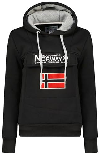 Geographical Norway Gadrien Lady - Sweat Femme Zip Capuche Poches - Sweatshirt Pull Manches Longues Chaud Hoodie Veste - Femmes Printemps Ete Automne Hiver (Noir M)