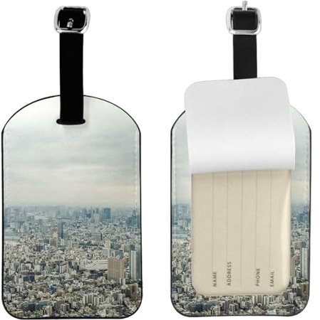Gepäckanhänger Tokyo Bird Eye View, bedruckt, Polyurethan, Gepäckanhänger, Koffer-ID-Etiketten, Handtaschenanhänger, Reisegepäckanhänger, auffällige Gepäckanhänger, 7 x 11 cm