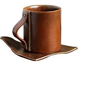 generic Hermosa Taza de Café de Cerámicak Cup Y Saucer, Taza de Café Expreso de Latte Pinetea Cup Copa de Desayuno con Mango de Jugo Cocoa Milk Tea Cup, 6.76Oz / 200Ml