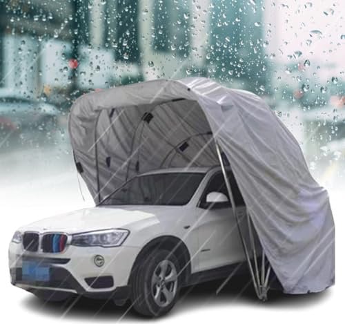 Posto auto coperto in acciaio inossidabile grigio, garage pieghevole per tenda per auto portatile, riparo durevole semiautomatico, garage pieghevole mobile, tettoia per auto,5.9*2.5*2.45M/19*8.2*8ft