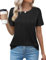 Bodhi talk Bluse Damen Sommer: Bluse Damen Elegant Kurzarm - Atmungsaktiv Plissierte Locker Rundkragen Sommerblusen - Sommer Leicht Baumwolle Casual Einfach Shirt
