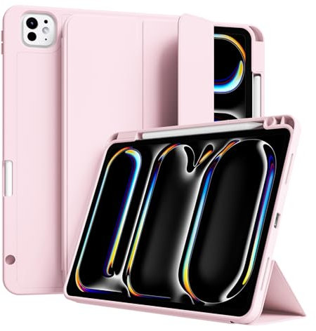 ZKTUYU Hülle für iPad Pro 11 Zoll (2022/2021/2020/2018) mit Stifthalter, TPU Flexible Rückseite Abdeckung, Unterstützt 2. Gen Pencil, Unterstützt Touch ID, Auto Schlafen/Wachen, Rosa