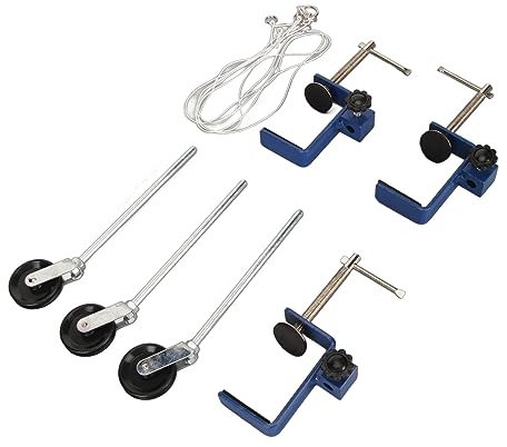 Reinforced Metal Bench Clamp with Pulley for Physics Teaching & Woodworking, Adjustable Mounting Clamp for Laboratory Tables, School Science Experiments, Woodworking Projects