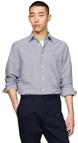 Tommy Hilfiger Long Sleeve Oxford Regular Fit, Men's Button Down Shirts, Also Available in Big and Tall, Desert Sky/White, Large