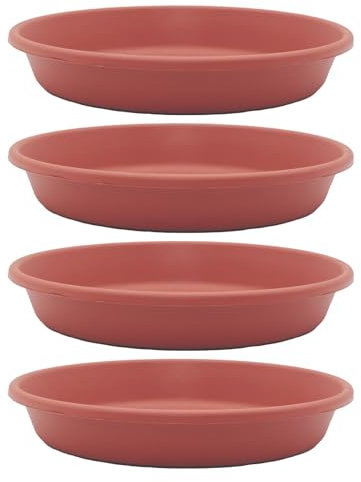 The HC Companies SLI08000E35T056LREFR - Sottovaso Rotondo Classico, in plastica, 20,3 cm, Confezione da 4, Colore: Argilla