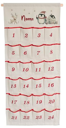 GRAZDesign Adventskalender mit Namen personalisiert - Weihnachten Kalender aus Stoff