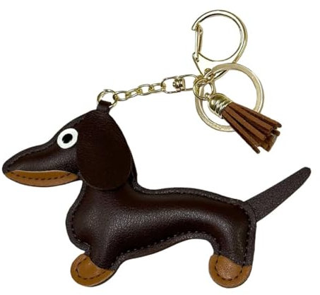 GXGM Dackel Schlüsselanhänger - PU Dachshund Süße Welpe Hundetasche Anhänger, Geschenke Für Handtasche Rucksack Dekoration Schmuck (Schwarz)
